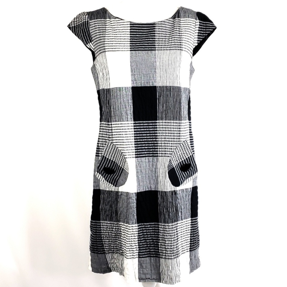 Madison Leigh Midi Dress Black White Size 8 #P6